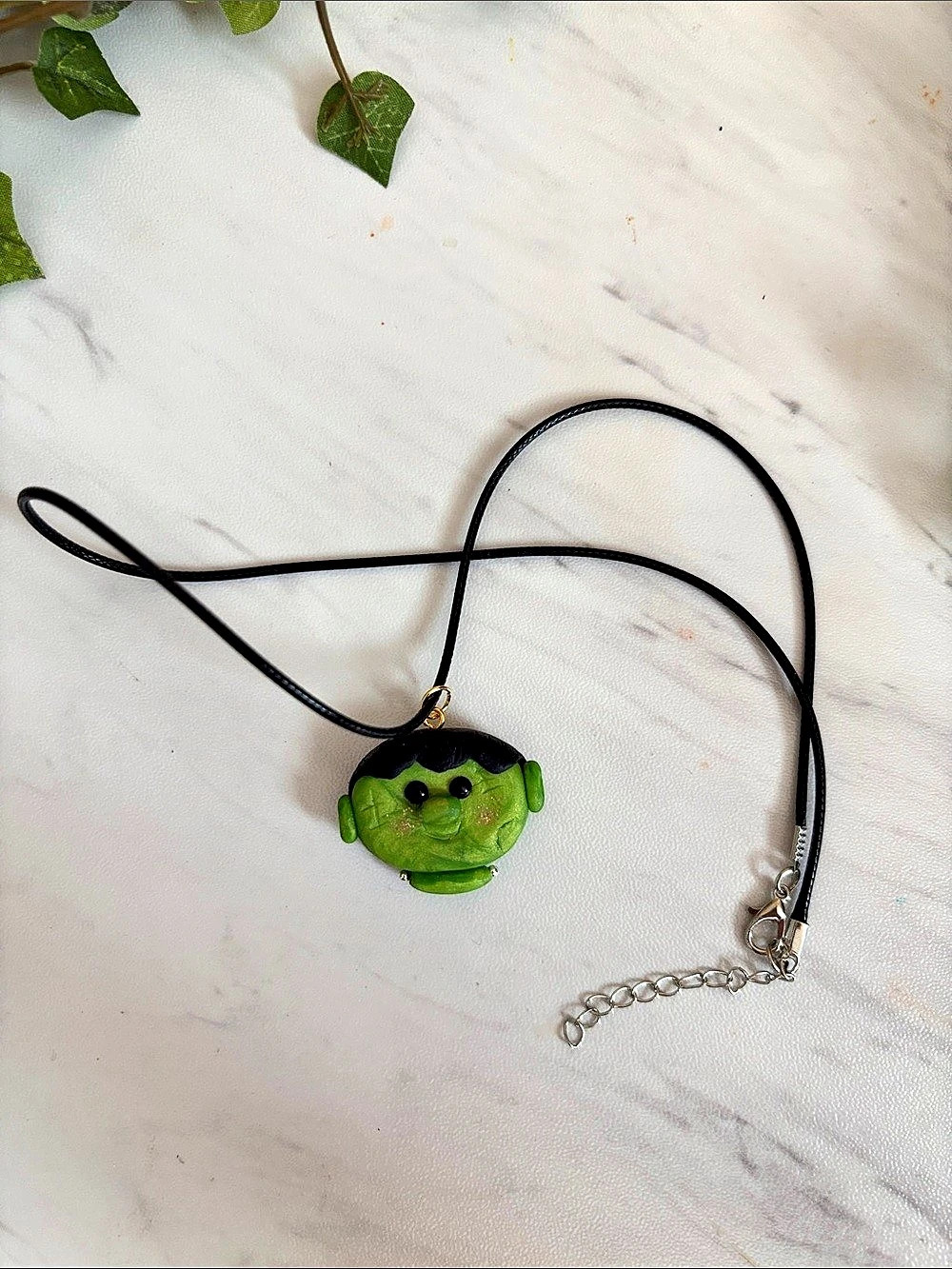 Green Frankenstein character Pendant Necklace